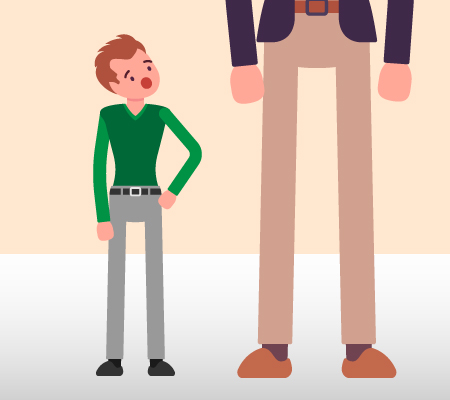 Graphic of two people, one small and one tall - Acromegaly