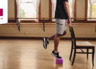 Man exercising with a step stool and chair - Lower body strength video