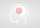 Graphic of target pinpointing over a silhouette of a person's brain - Brain cancer