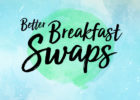 "Better Breakfast Swaps" blue water color graphic - Calorie cutting