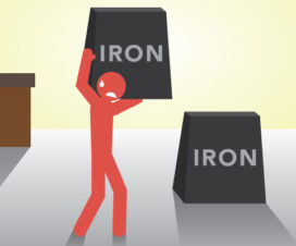 Stick man moving some weights around and getting exhausted, illustration - Hemochromatosis