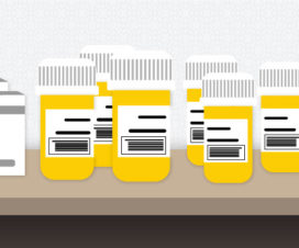 Shelf full of prescription drugs, pill bottles - Illustration - Black box warnings