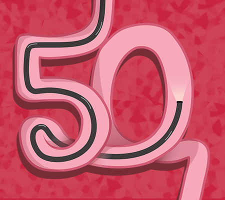 Colon in the shape of "50" - Colonoscopies