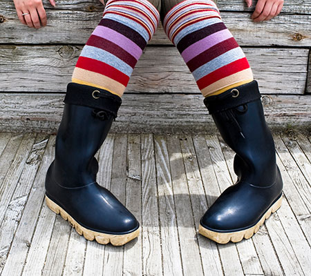 Child in rain boots with feet pointed inward - Children who are pigeon-toed