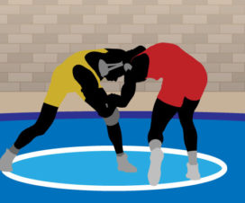 Wrestlers on a mat - Illustration - Benefits of wrestling