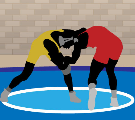 Wrestlers on a mat - Illustration - Benefits of wrestling