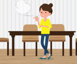 Teenage girl smoking in the house, illustration - Effects of pre-teen and adolescent smoking