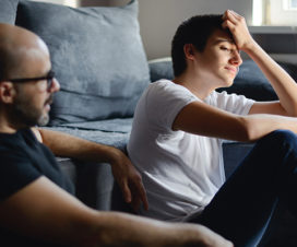 Parent talking to stressed teen - Teen substance abuse, Part 1