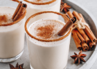 eggnog with cinnamon stick in it