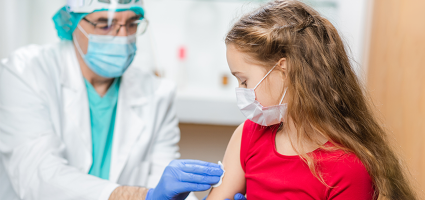 Kids getting vaccine