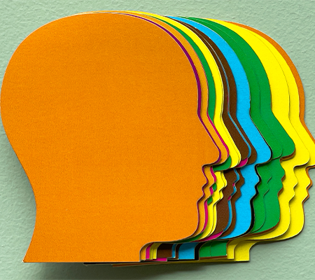 facial profile cutouts of different colors