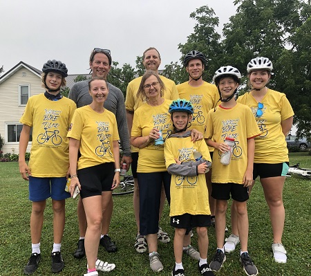 The Bembnister/Griepentrog family during the Hero's Ride Bike Tour for The Higherground in memory of their father/husband/grandpa Jim Griepentrog.