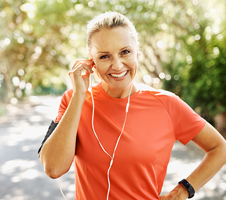 woman jogging and learning about the high risk breast clinic