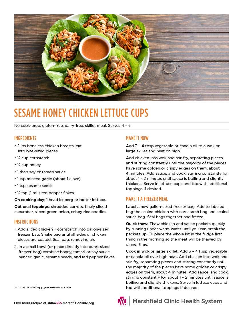 sesame honey chicken lettuce cups