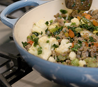 sausage and vegetable skillet recipe is great for meal prepping. 
