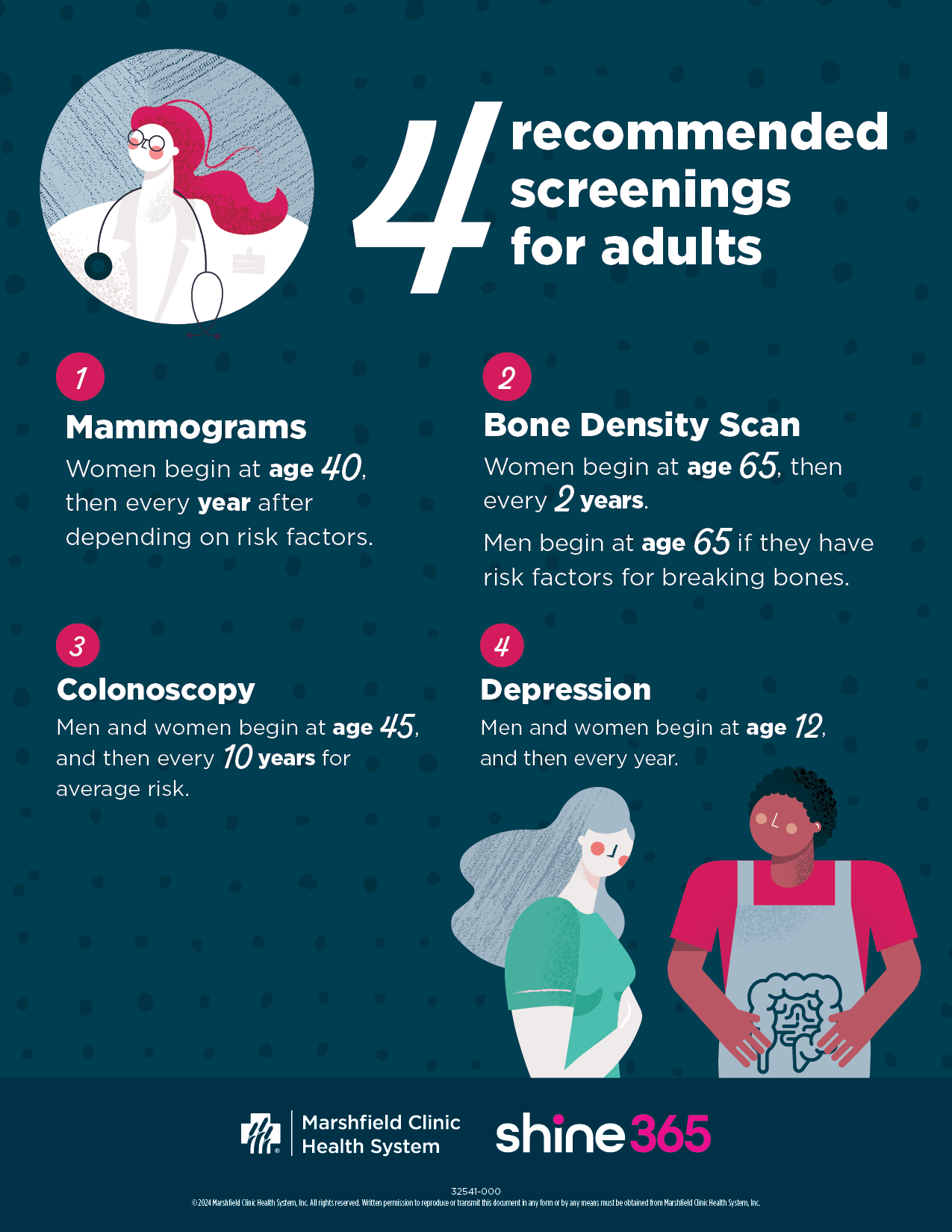 4 recommended screenings for adults infographic