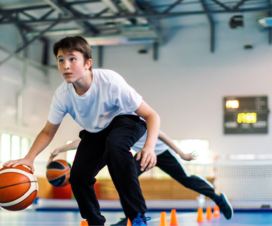 Kids playing basketball, with concerns of skin infections.