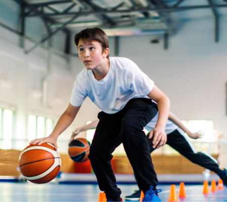 Kids playing basketball, with concerns of the skin infections MRSA and impetigo