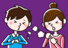 Cartoon image of young boy and girl with cold and flu symptoms.
