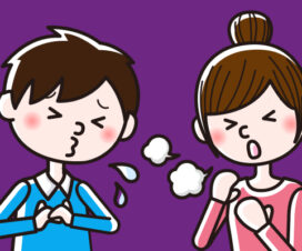 Cartoon image of young boy and girl with cold and flu symptoms.