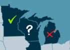 Minnesota, Wisconsin, and Michigan
