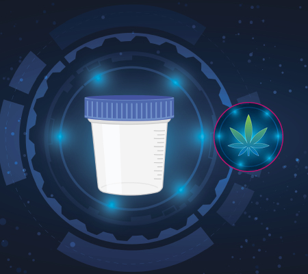 Drug testing graphic with sample cup