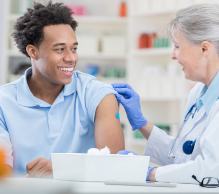 Man receiving his flu vaccine