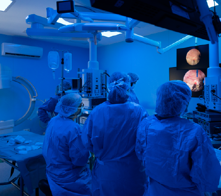 Endoscopic spine surgery offers minimally invasive option for people with spine and back pain; operating room 
